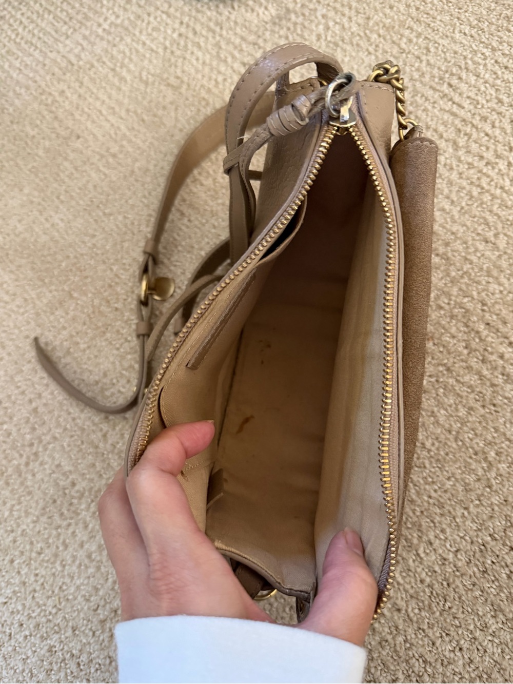 See By Chloe Taupe/Brown Suede & Leather Crossbody Bag with Gold Hardware - Picture 4 of 4